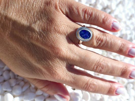 Opal Blue Sapphire Ring (size 5)